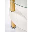 Стол журнальный HALMAR DUCAT S белый мрамор/прозрачный/золотой